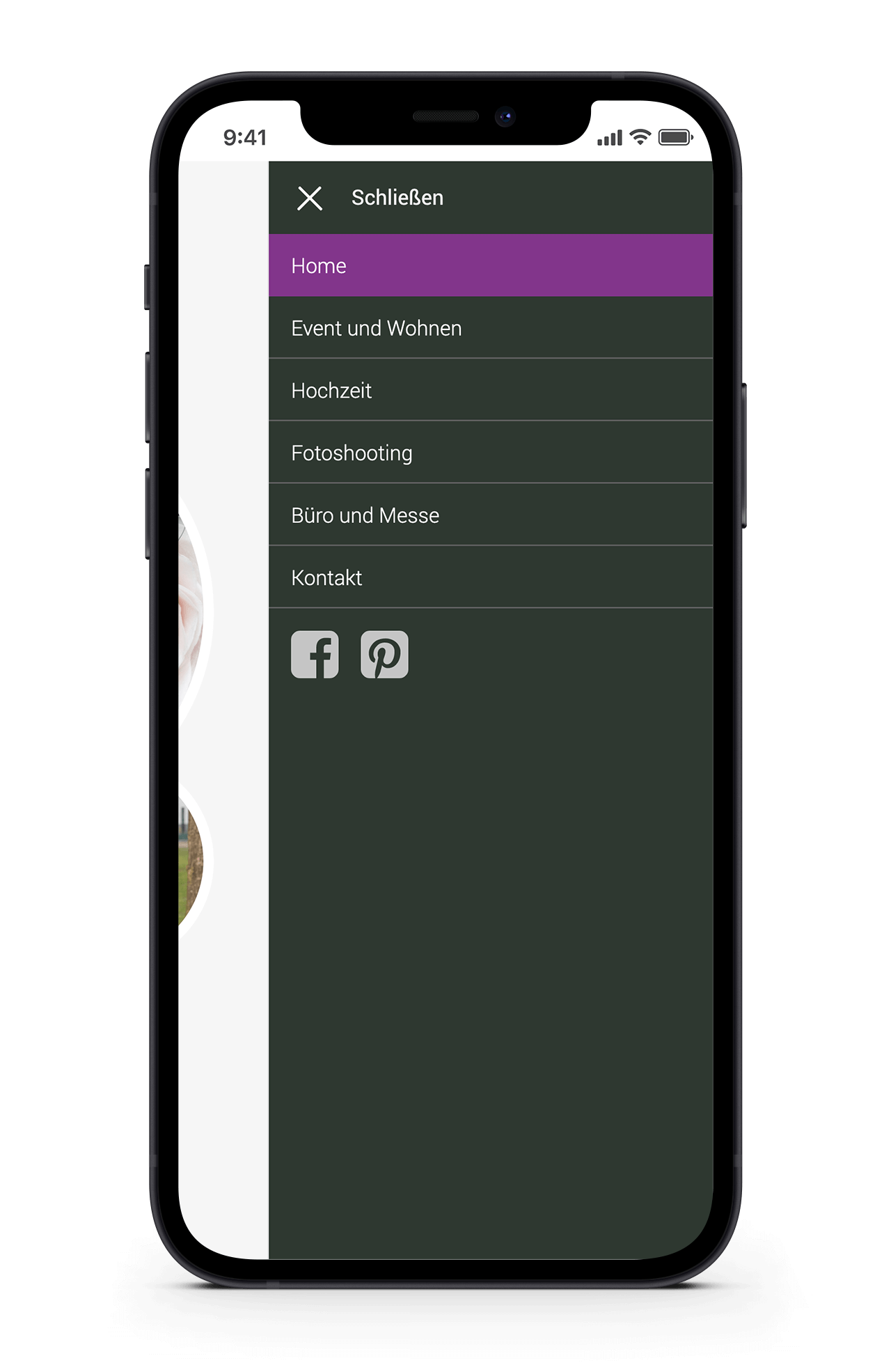 Blütenrausch Website Navigation Mobile