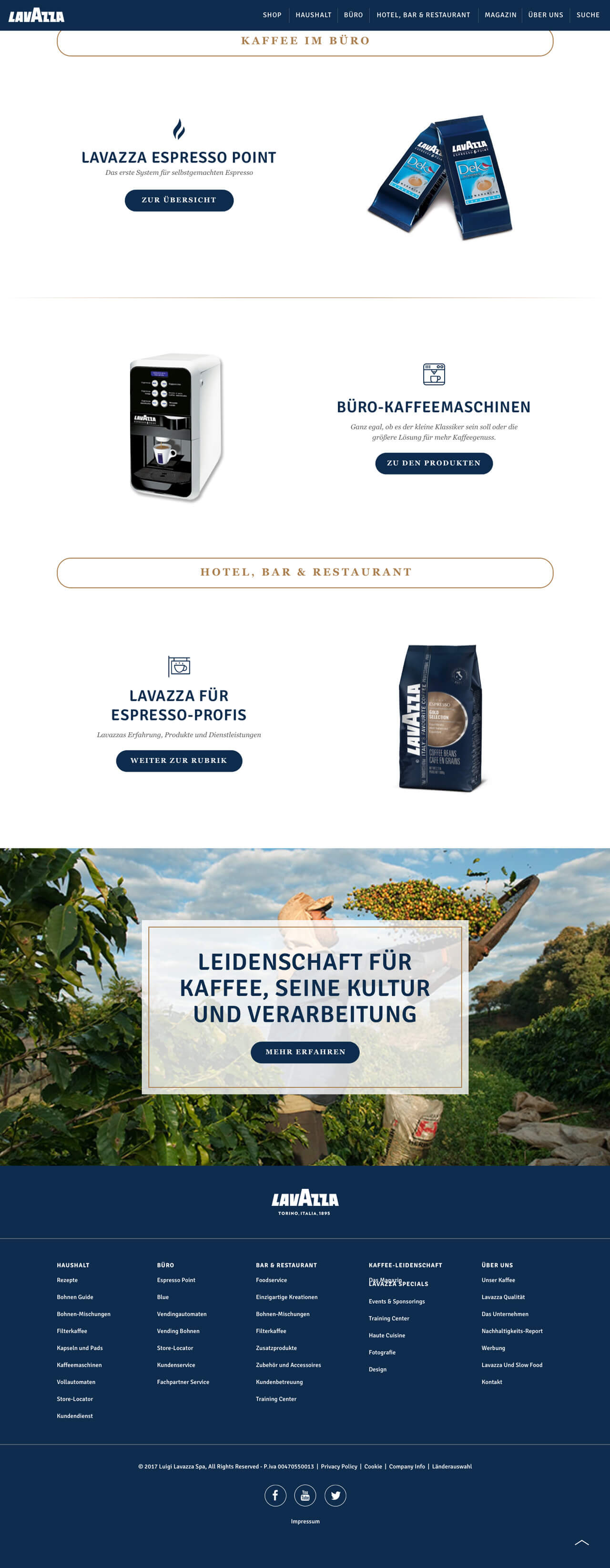 Lavazza Website Layout Startseite Desktop 2/2