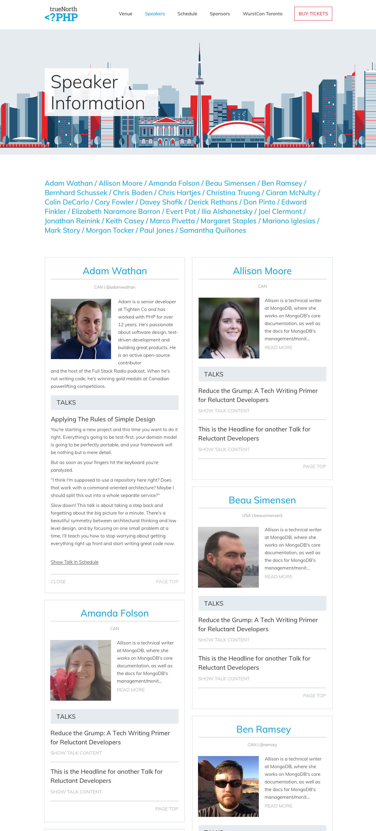 TrueNorth PHP Website-Relaunch Speakers Desktop