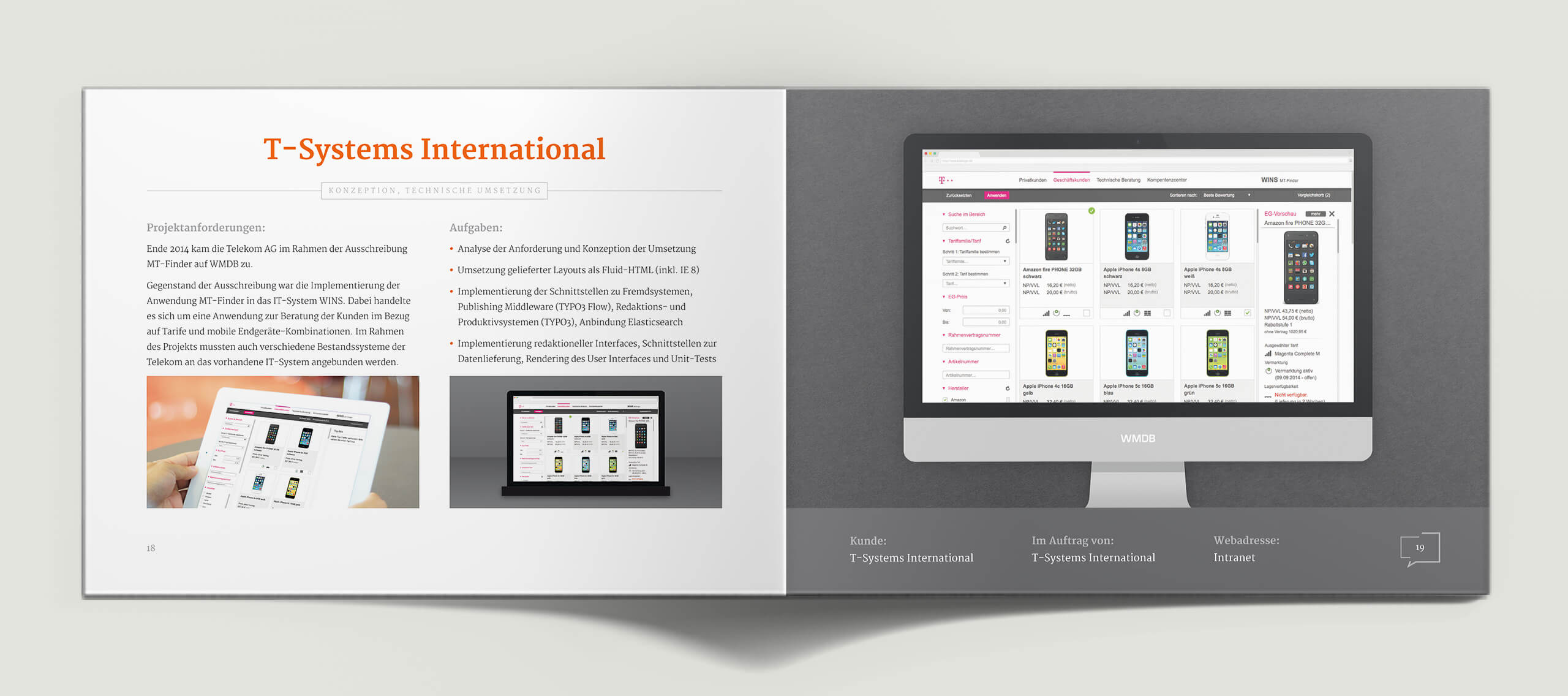 WMDB Systems Imagebroschüre Doppelseite Referenzen: T-Systems